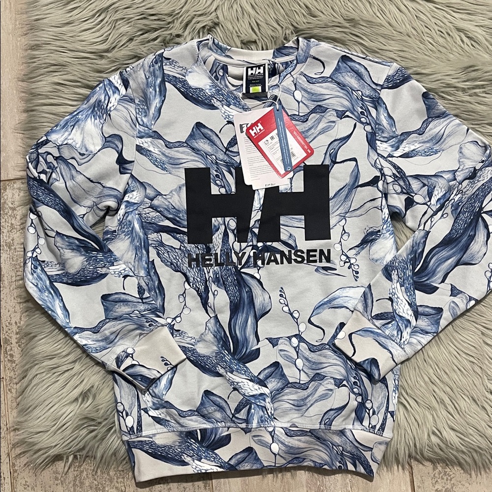 Helly Hansen Abstract Blue and Gray Crewneck Sweater